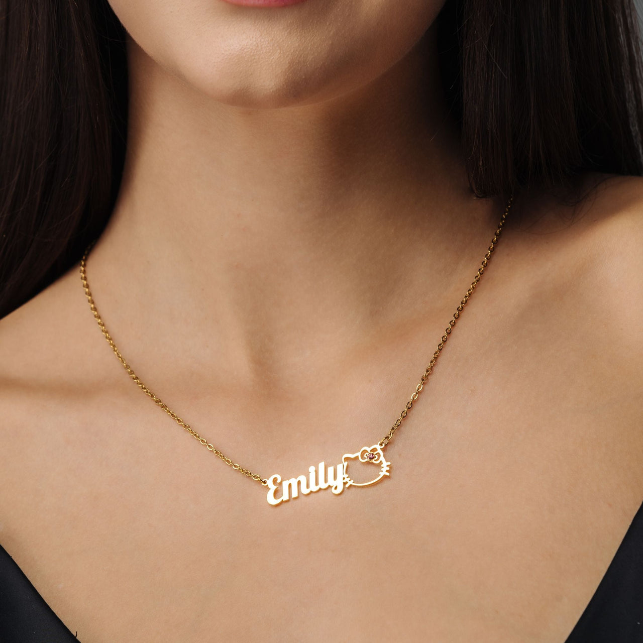 Kitty Name Necklace - Personalised Necklace - Custom Necklace - Necklaces for Girlfriend - Necklaces for Moms Necklace Brother & Sisters
