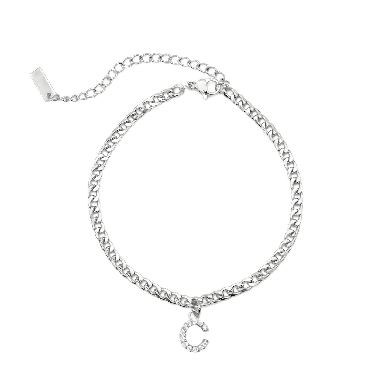 Silver Initial Anklet - Ankle Bracelet - Anklet for Women - Silver Leg Bracelet Anklet C Brother & Sisters
