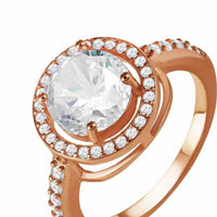 Thumbnail for Rose gold halo engagement ring — product photo on a white background, silver