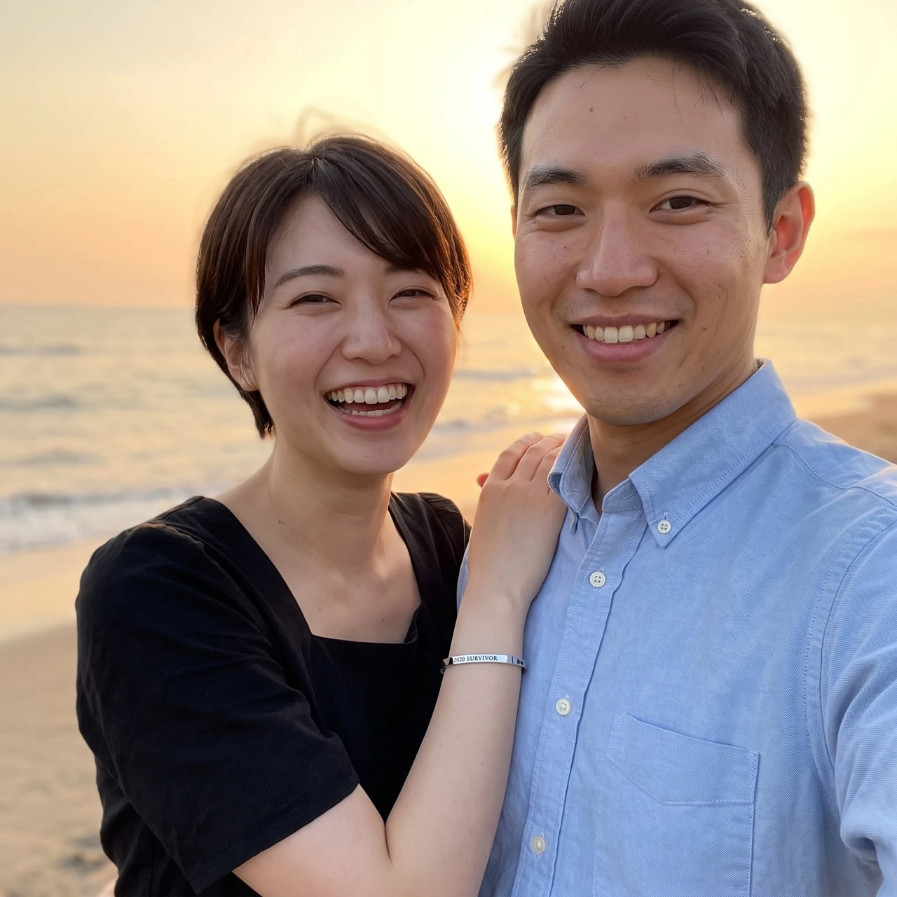 Engraved bracelet — worn by a couple, silver | SKU: 2020s-wg