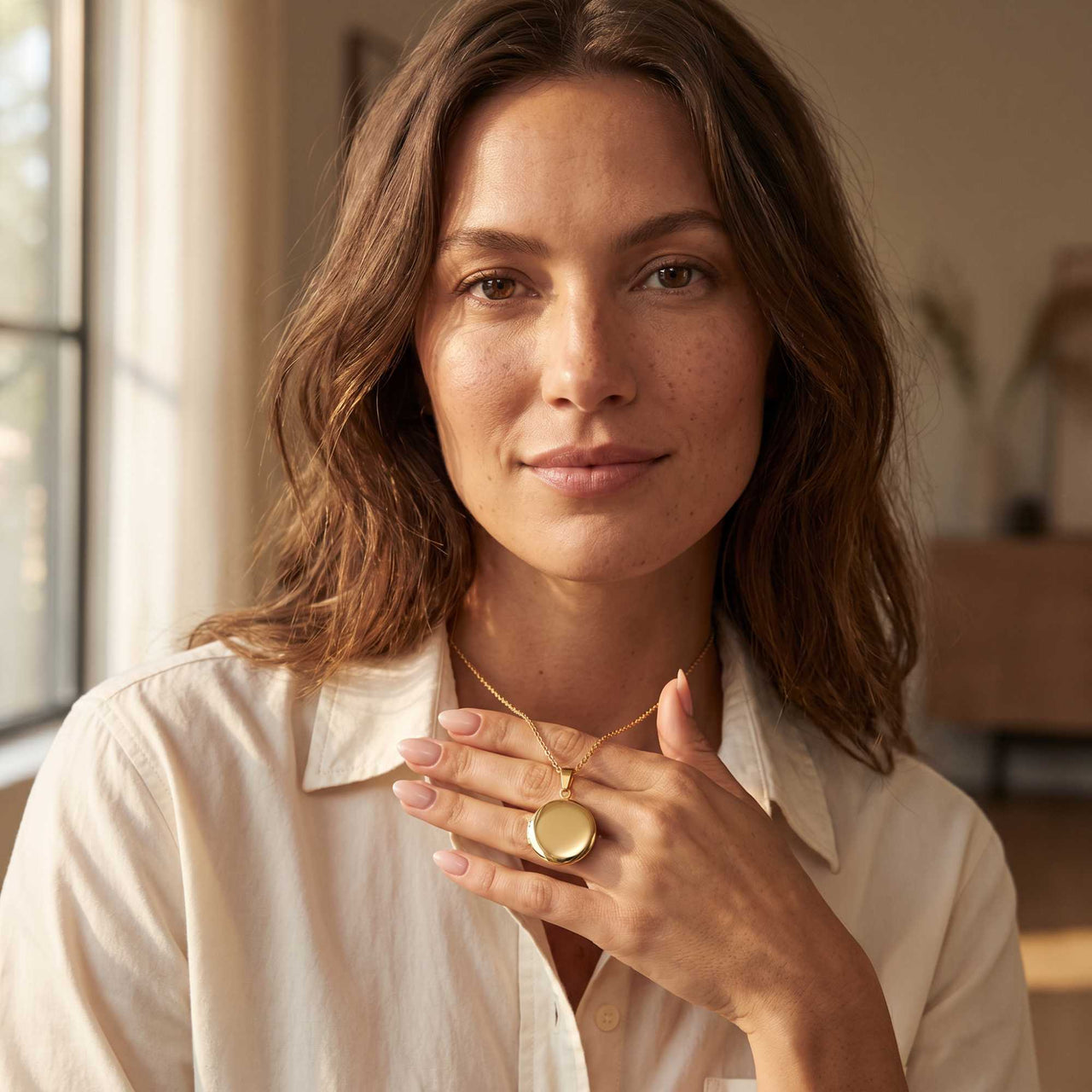 Round Photo Locket Necklace