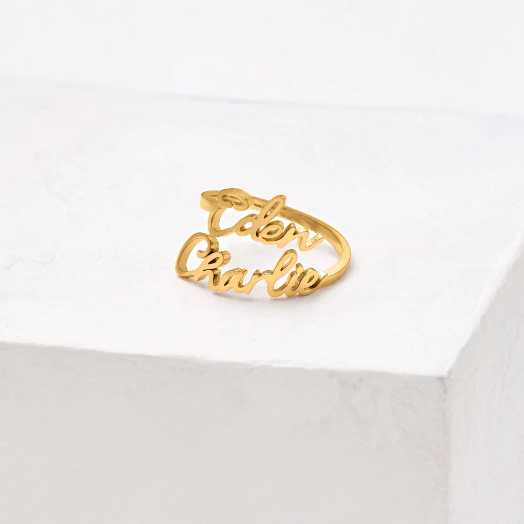 Double Name Adjustable Ring