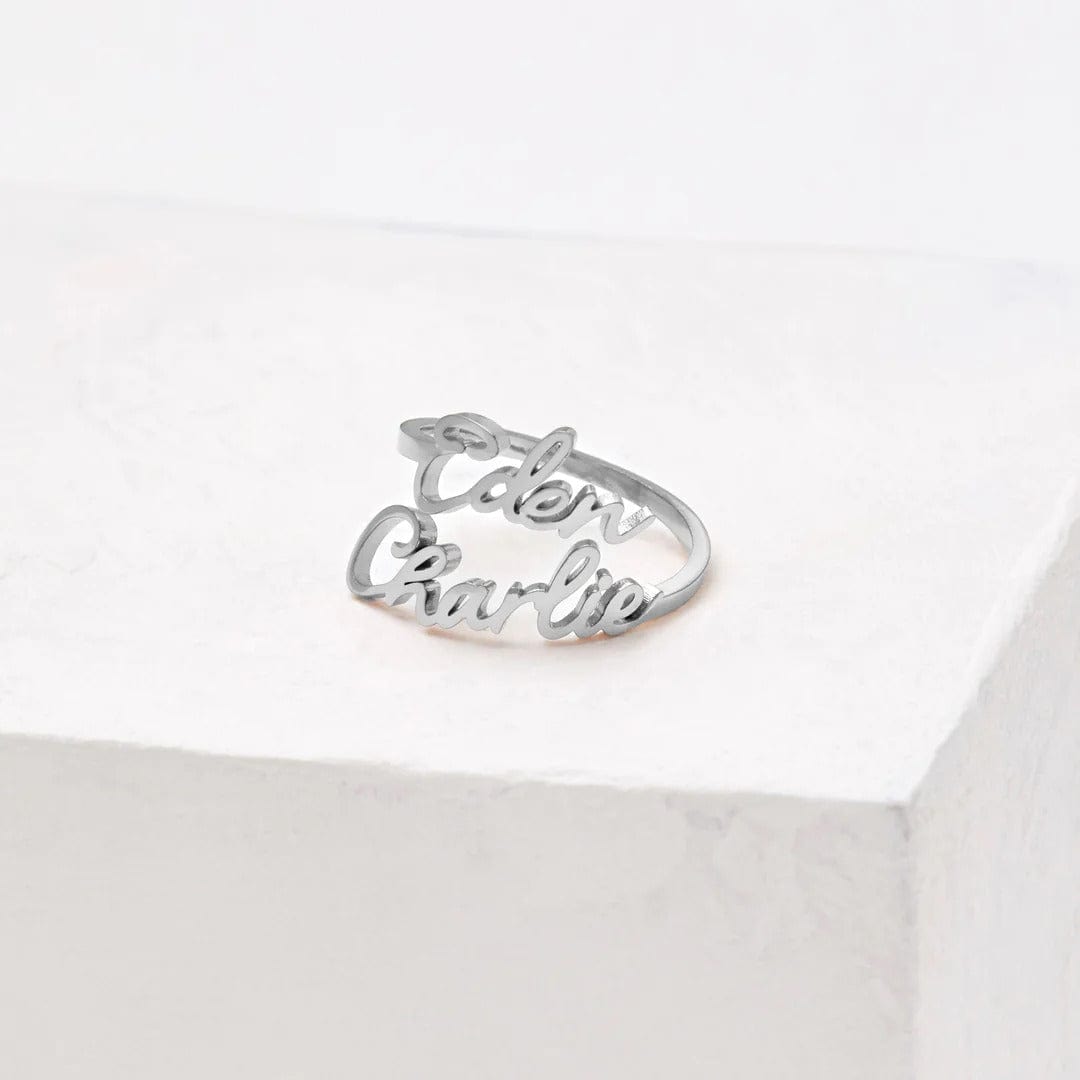Double Name Adjustable Ring