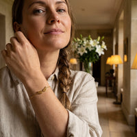 Thumbnail for Profile view of a woman wearing the gold bracelet | SKU: 42006-gold