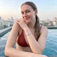 Thumbnail for Flower bracelet — worn by the water, silver | SKU: 422177-white-gold-XS-S