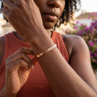 Thumbnail for Breast cancer bracelets — worn, everyday gesture, rose gold | SKU: 7220397-rose-gold-plated