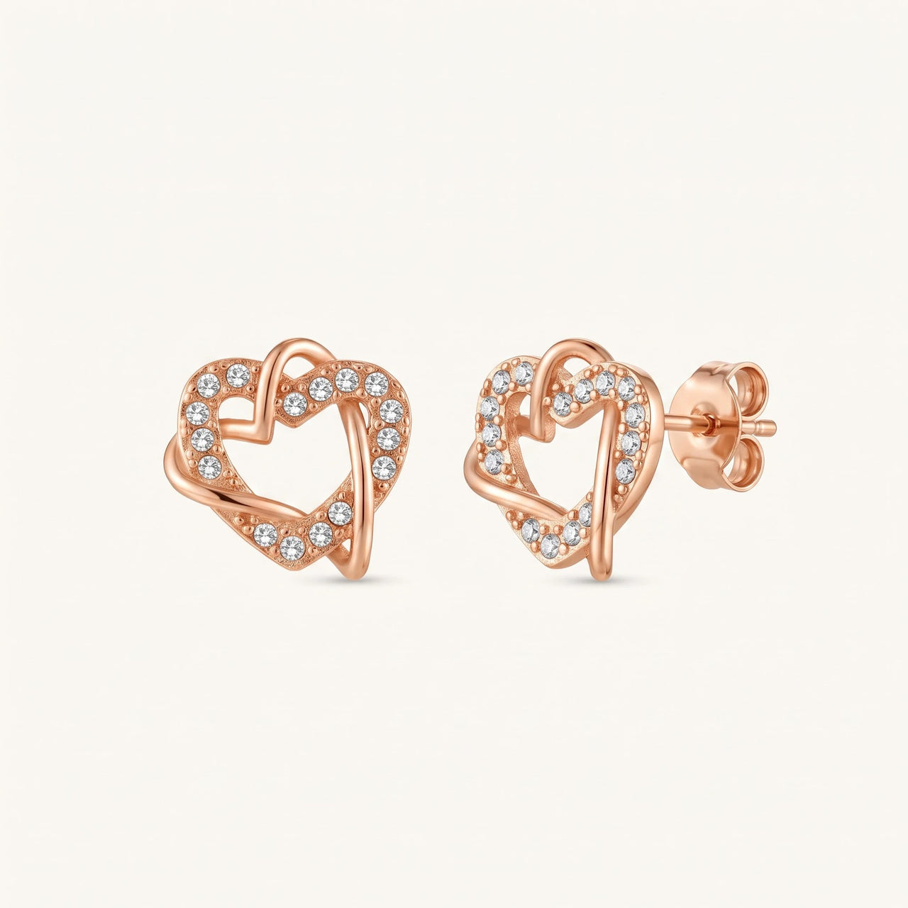 Rose gold heart earrings — product photo on a white background, rose gold | SKU: 419593-rose-gold