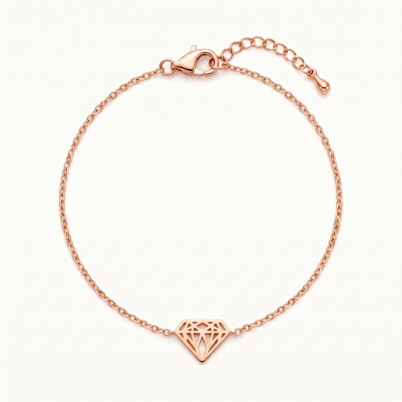 Diamond shape bracelet — product photo on a white background, rose gold | SKU: 11662607-rose-gold