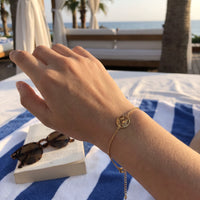 Thumbnail for World map bracelet — worn, real size, gold | SKU: 22665062-gold