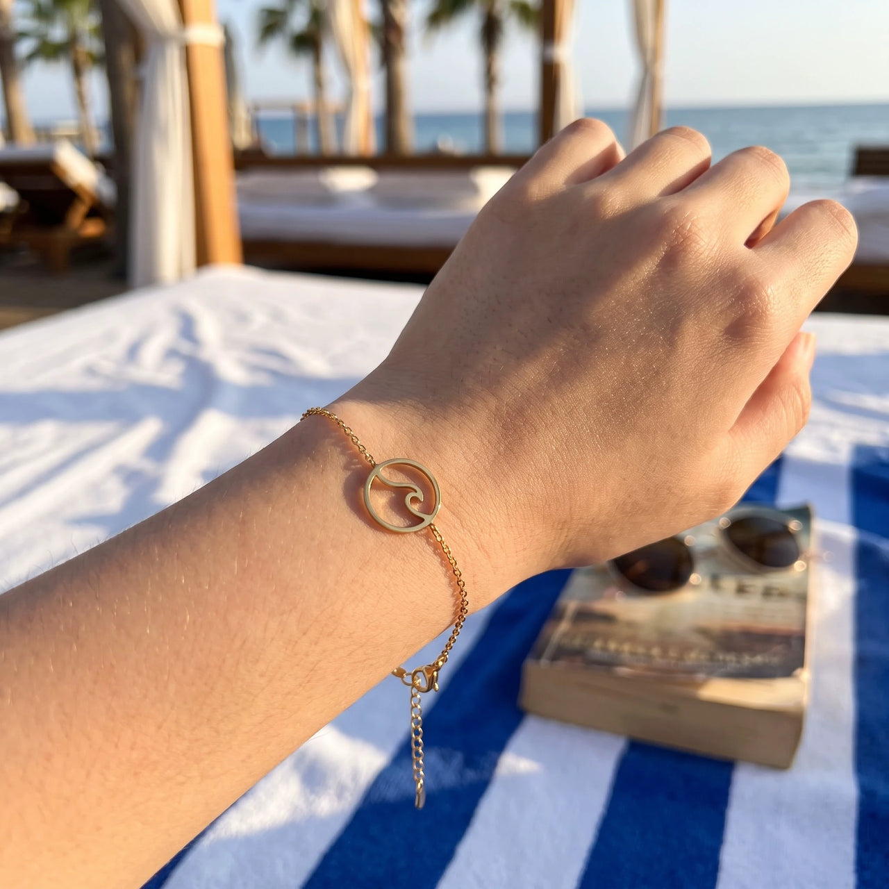 Surfer bracelet — worn, real size, gold | SKU: 17429078-gold