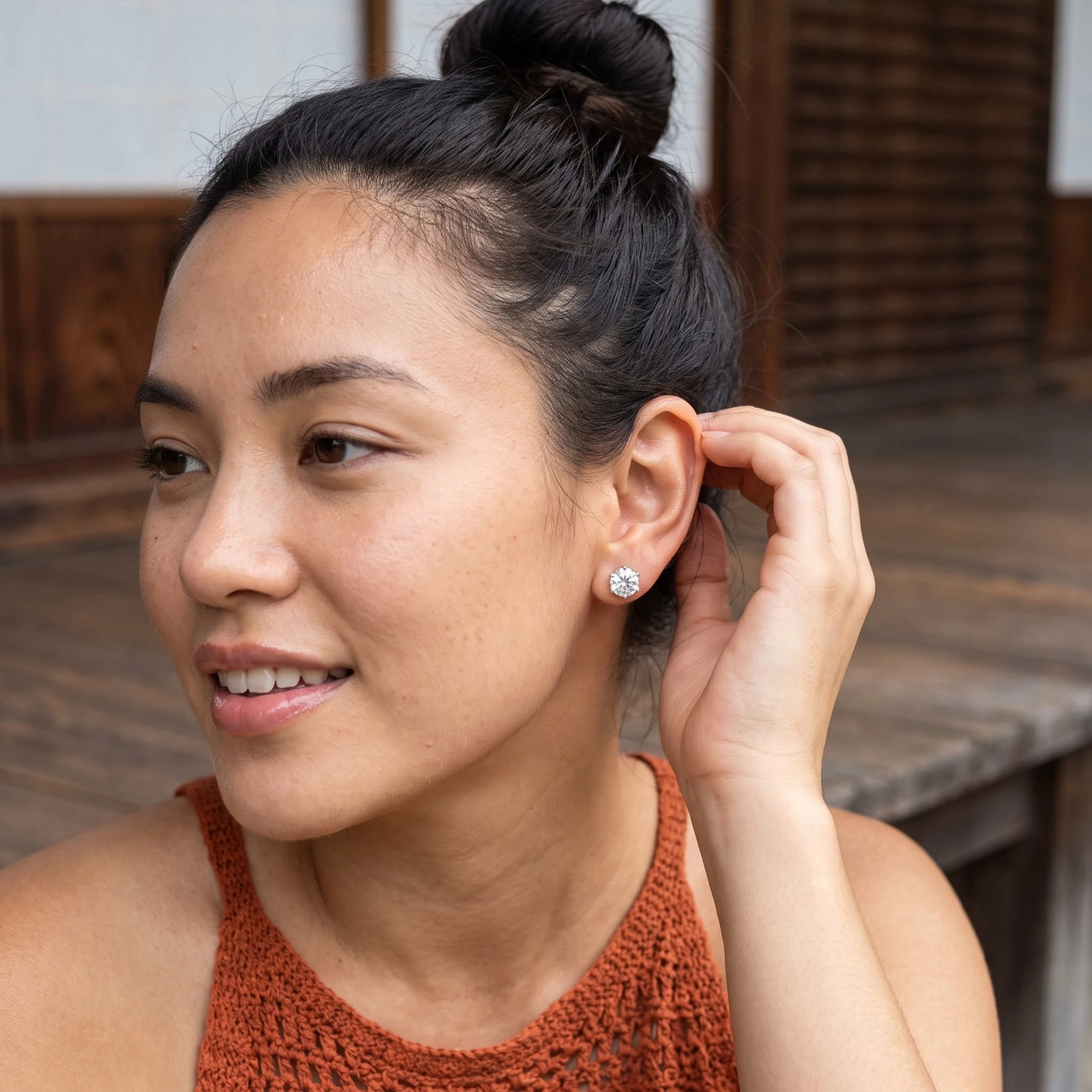 Bridal earrings — worn, everyday gesture, silver | SKU: 5056659
