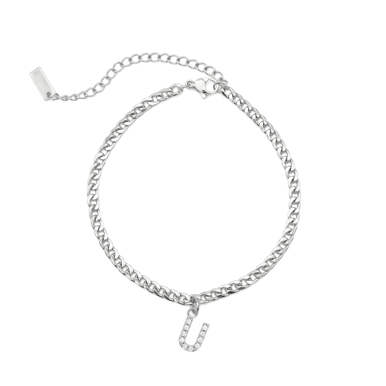 Silver Initial Anklet - Ankle Bracelet - Anklet for Women - Silver Leg Bracelet Anklet U Brother & Sisters