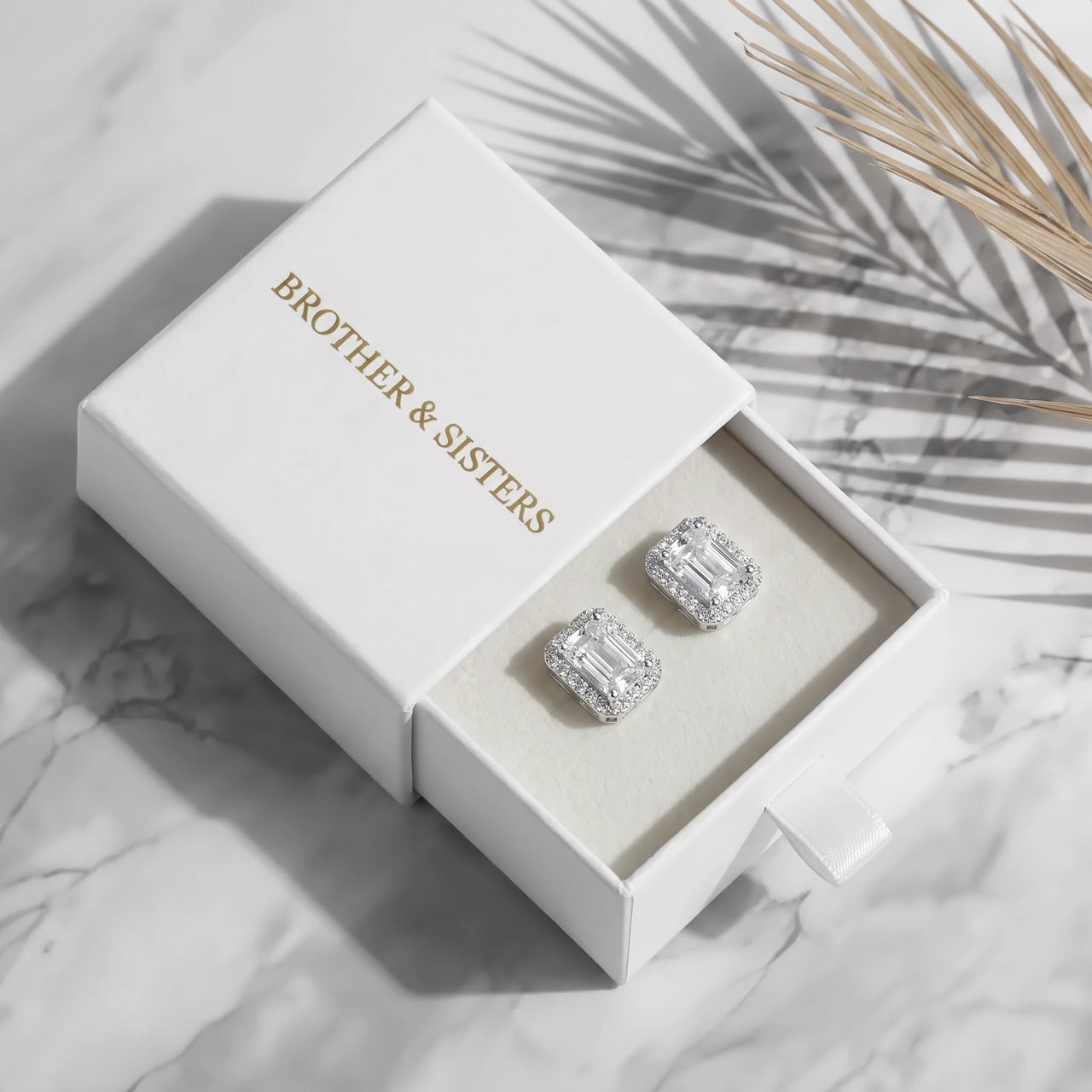 Emerald cut earrings — in the gift box, silver | SKU: 22683128
