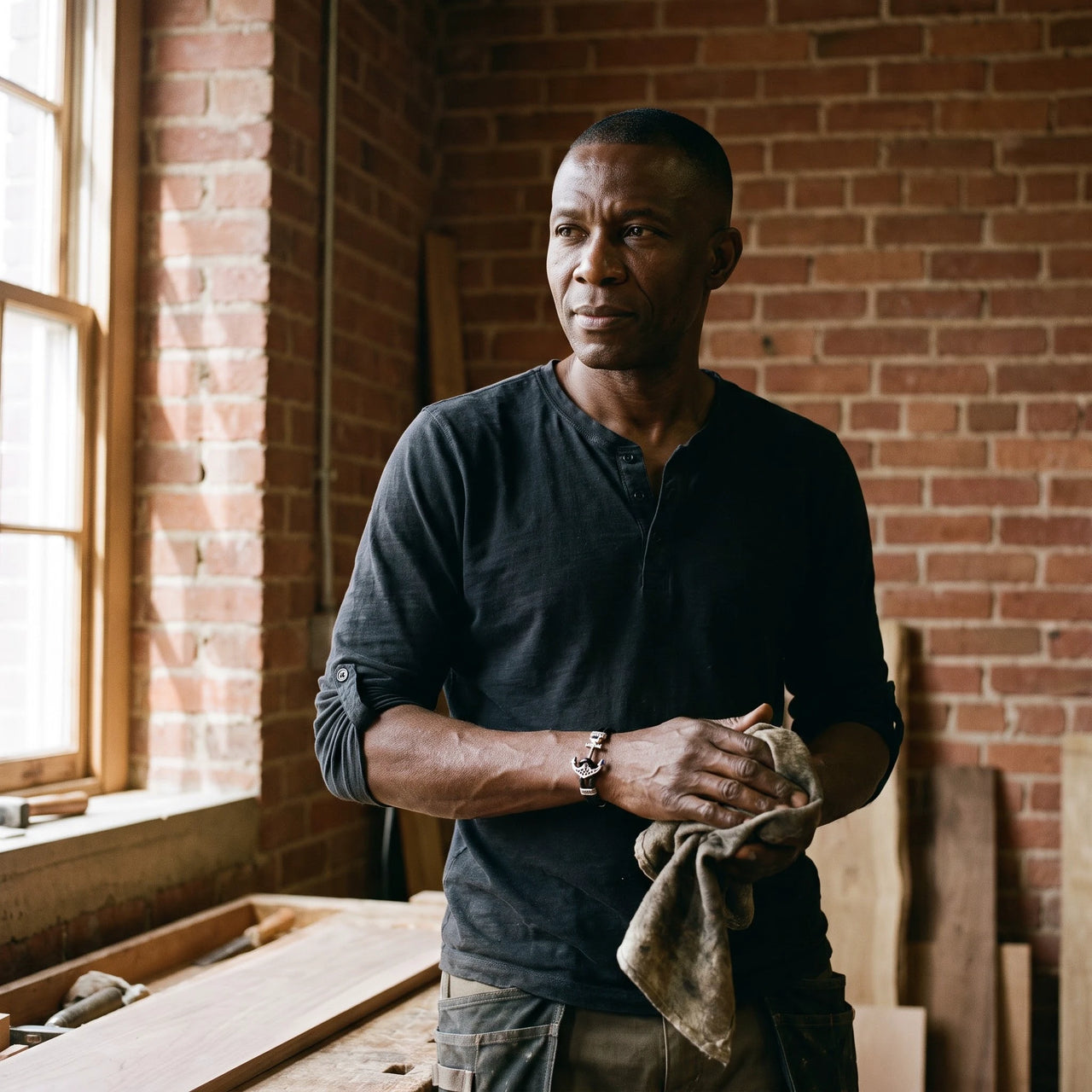 White Gold Anchor – man in his woodworking atelier | Brother & Sisters | SKU: 3621358-silver-XS-14-15, 3621358-silver-S-16-17, 3621358-silver-M-18-19, 3621358-silver-L-20-21, 3621358-silver-XL-22-23