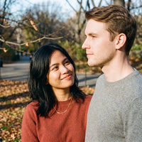 Thumbnail for Woman wearing the gold necklace with her partner | SKU: 42004-gold