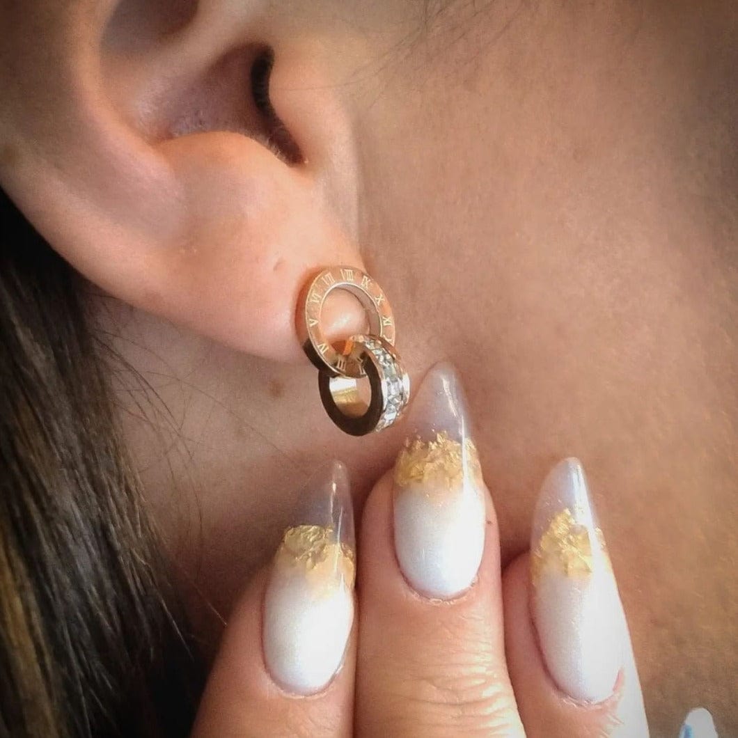 Earrings with Joined Rings